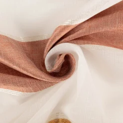 Gardinenstoff Voile Jacquard Querstreifen halbtransparent weiß kupfer gold grau 150cm Breite