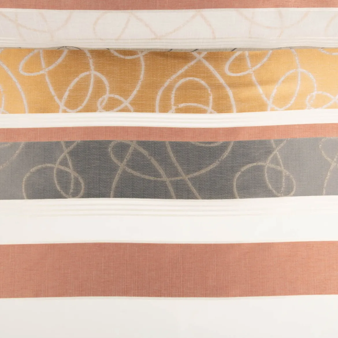 Gardinenstoff Voile Jacquard Querstreifen halbtransparent weiß kupfer gold grau 150cm Breite