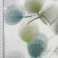 Gardinenstoff Voile Leinenstruktur Blätter weiß grün 150cm Breite