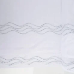 Gardinenstoff Voile mit Pünktchen-Stickerei Bogenkante raumhoch weiß salbeigrün 280cm