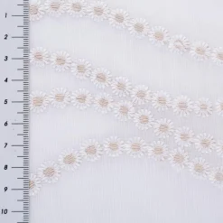 Gardinenstoff Voile mit Pünktchen-Stickerei Bogenkante raumhoch weiß beige 280cm