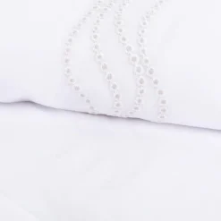 Gardinenstoff Voile mit Pünktchen-Stickerei Bogenkante raumhoch weiß beige 280cm