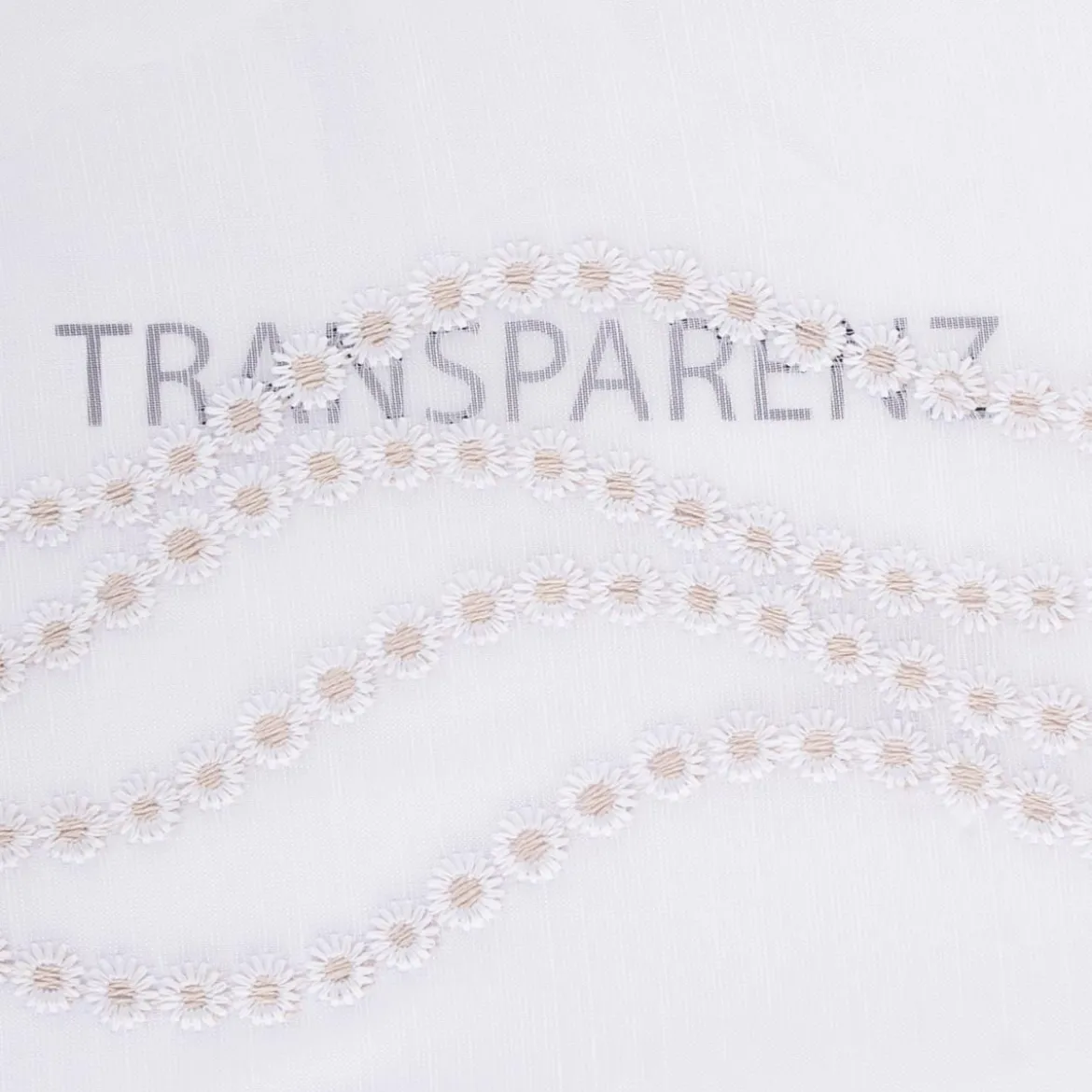 Gardinenstoff Voile mit Pünktchen-Stickerei Bogenkante raumhoch weiß beige 280cm