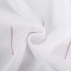 Gardinenstoff Voile Scherli-Streifen weiß rot mit Bleiband 300cm Höhe