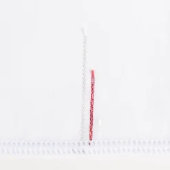 Gardinenstoff Voile Scherli-Streifen weiß rot mit Bleiband 300cm Höhe