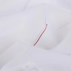 Gardinenstoff Voile Scherli-Streifen weiß rot mit Bleiband 300cm Höhe