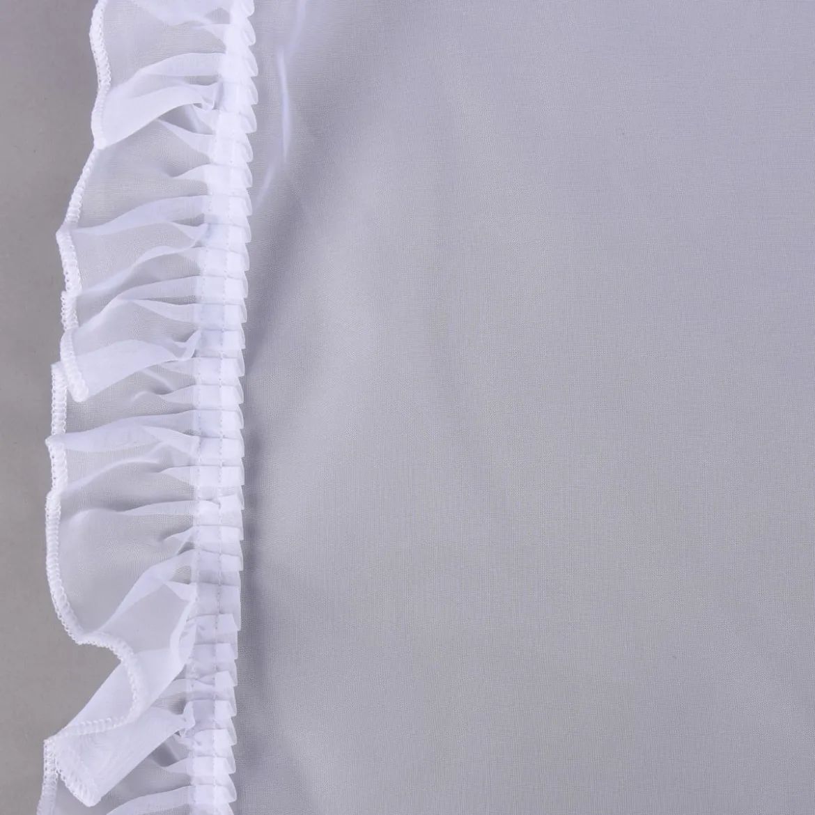 Gardinenstoff Voile Seitenschal Seitenteil mit Volant Rüsche weiß 150cm breit