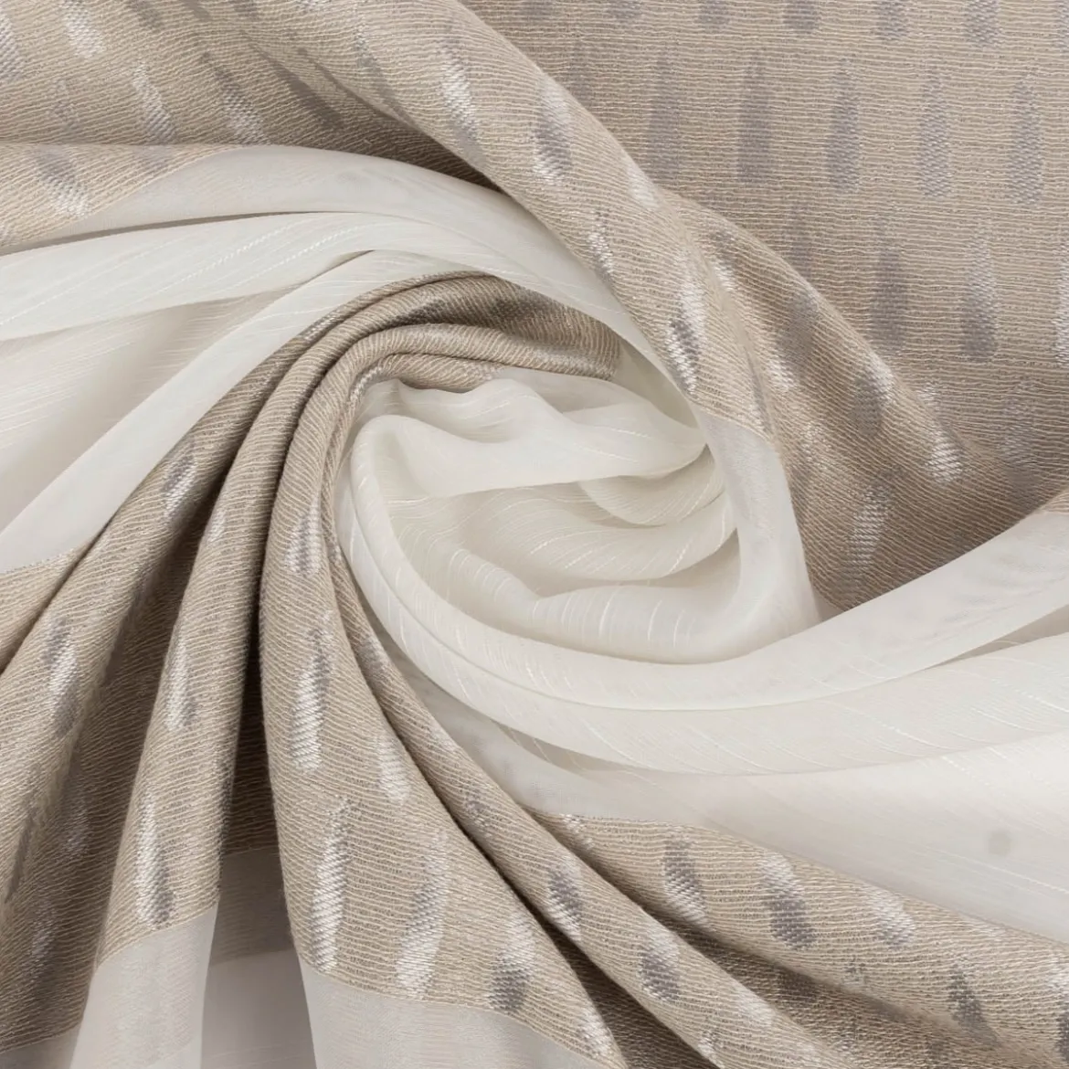 Gardinenstoff Voile transparent Tivoli Streifen weiß beige 152cm Breite