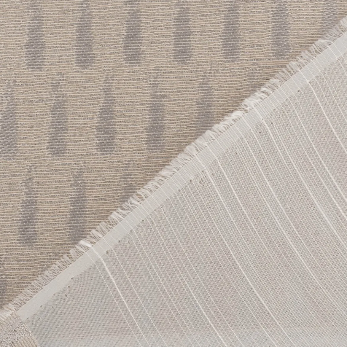 Gardinenstoff Voile transparent Tivoli Streifen weiß beige 152cm Breite