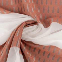 Gardinenstoff Voile transparent Tivoli Streifen weiß terracotta 152cm Breite