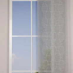 Gardine Paneele Meterware SENSO grau meliert weiß Scherli Streifen 60cm Breite