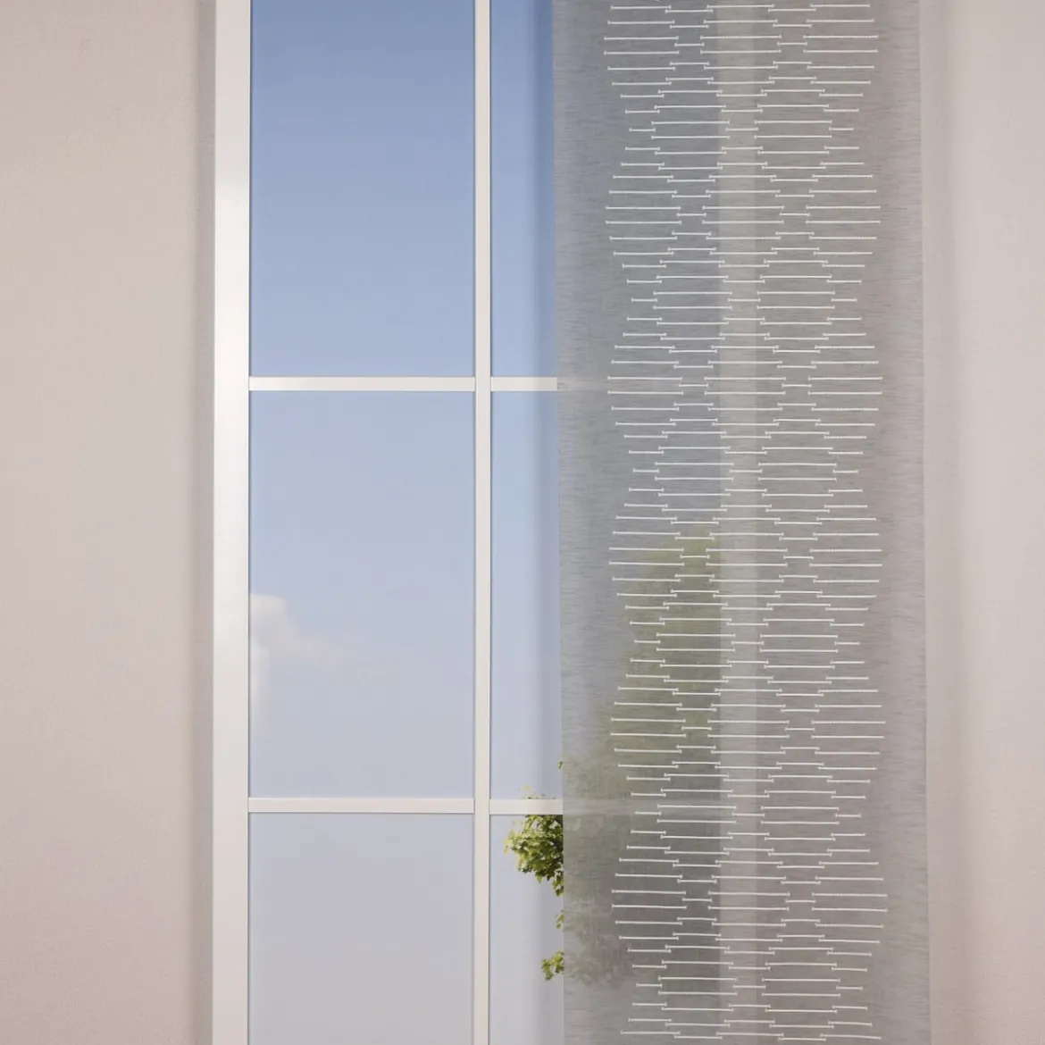 Gardine Paneele Meterware SENSO grau meliert weiß Scherli Streifen 60cm Breite