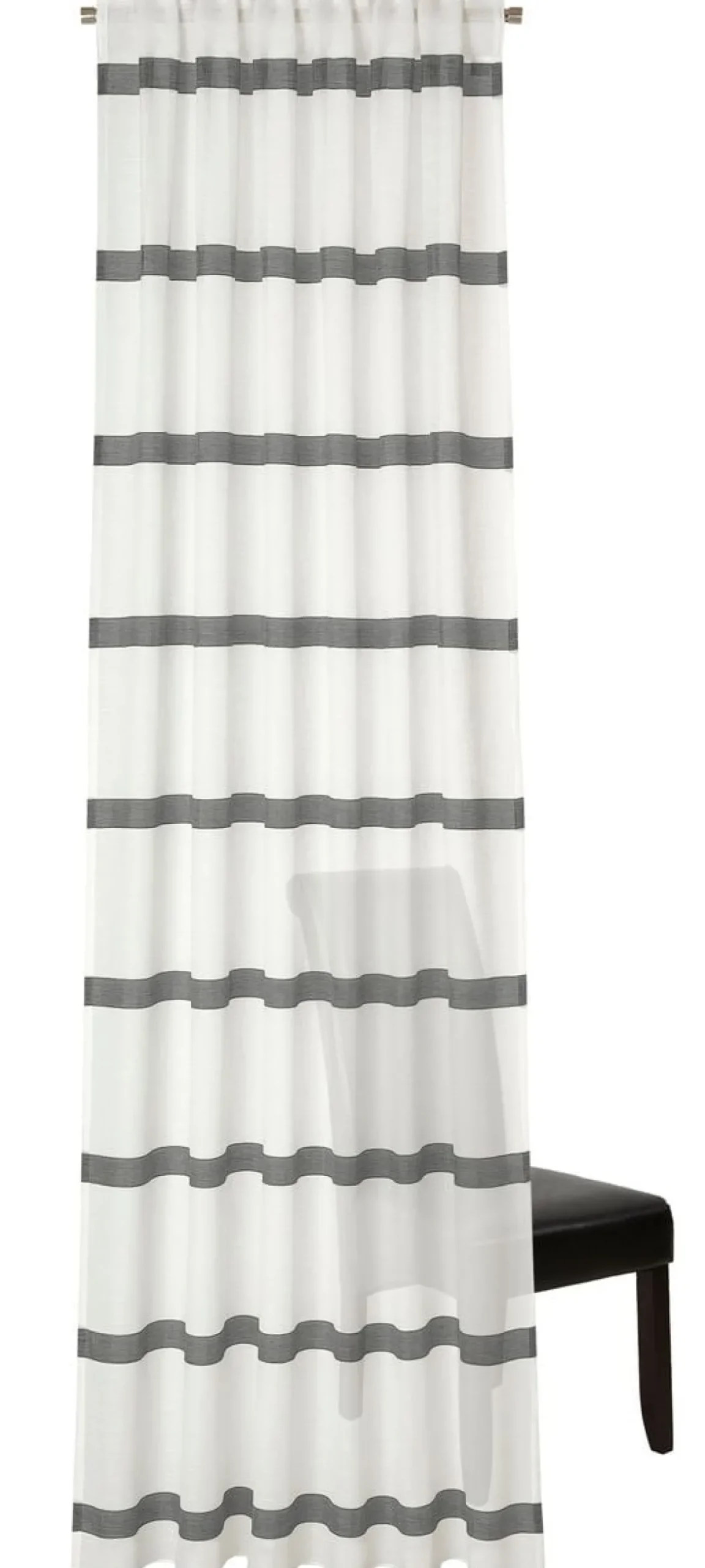 Gardine Portis verdeckte Schlaufen Streifen weiß grau 140x245cm (BxH)