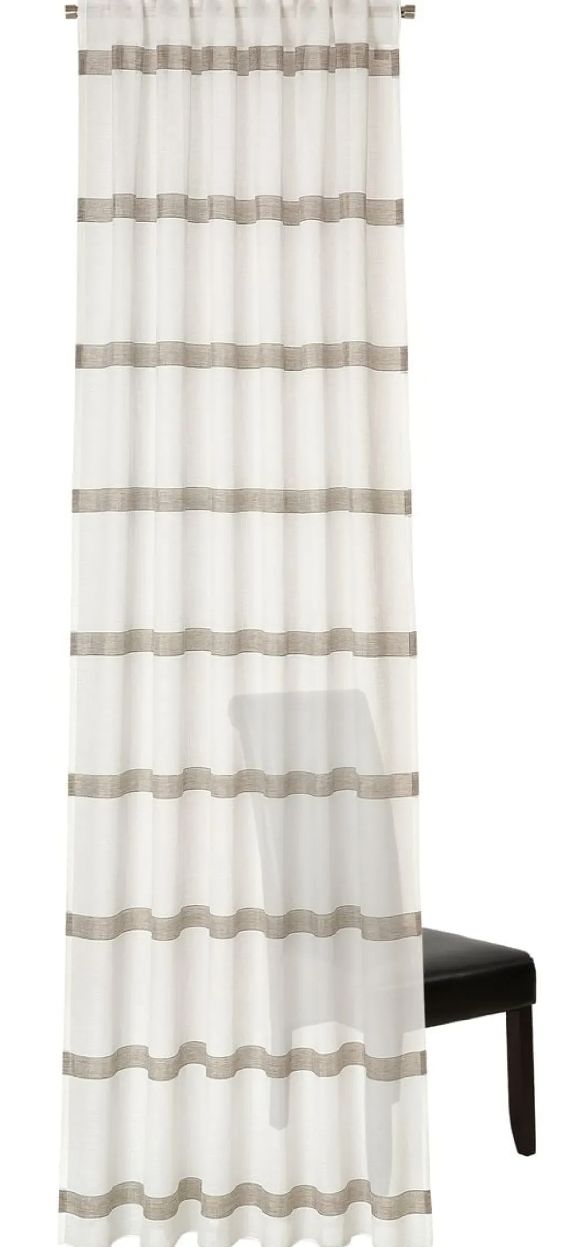 Gardine Portis verdeckte Schlaufen Streifen weiß braun 140x245cm (BxH)