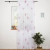 Gardine Vorhang Blumen wollweiß mauve transparent mit Smok-Schlaufenband in 245cm oder Wunschlänge von SCHÖNER LEBEN.