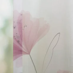 Gardine Vorhang Blumen wollweiß mauve transparent mit Smok-Schlaufenband in 245cm oder Wunschlänge von SCHÖNER LEBEN.