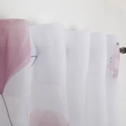 Gardine Vorhang Blumen wollweiß mauve transparent mit Smok-Schlaufenband in 245cm oder Wunschlänge von SCHÖNER LEBEN.
