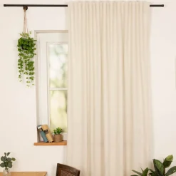 Gardine Vorhang Leinenoptik Zabo helles Natur mit Smok-Schlaufenband in 245cm oder Wunschlänge von SCHÖNER LEBEN.