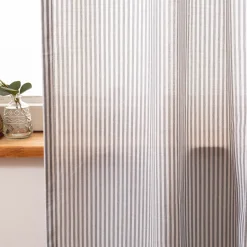 Gardine Vorhang Zen mit Längsstreifen ecru anthrazit 280cm breit und 260cm hoch oder Wunschlänge von SCHÖNER LEBEN.