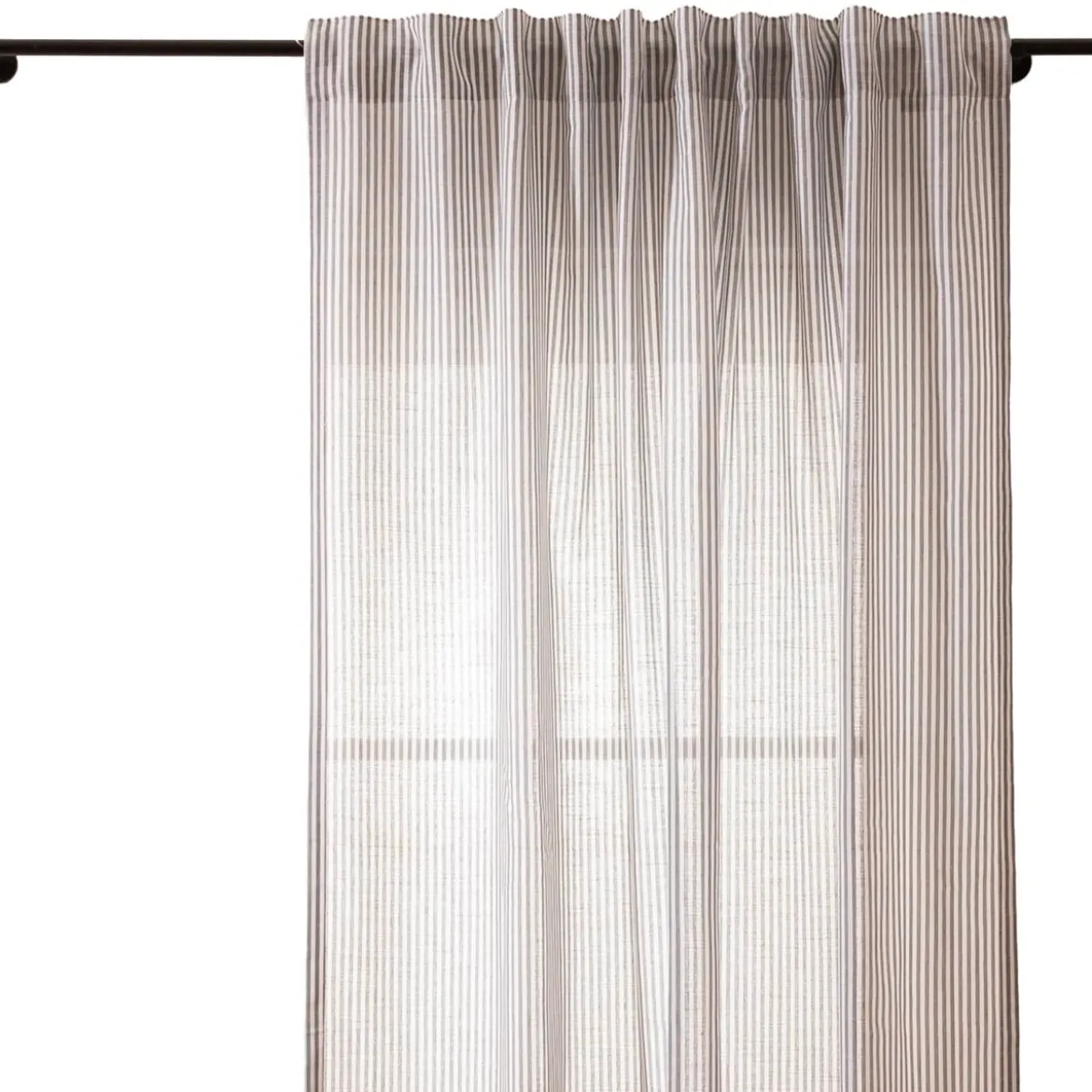 Gardine Vorhang Zen mit Längsstreifen ecru anthrazit 280cm breit und 260cm hoch oder Wunschlänge von SCHÖNER LEBEN.
