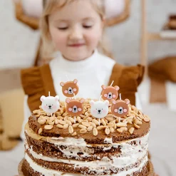 Geburtstagskerzen Set Bär braun weiß 6 Stück 3cm