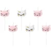 Geburtstagskerzen Set Katzen weiß rosa 6 Stück 2cm