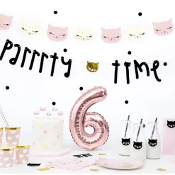 Geburtstagskerzen Set Katzen weiß rosa 6 Stück 2cm