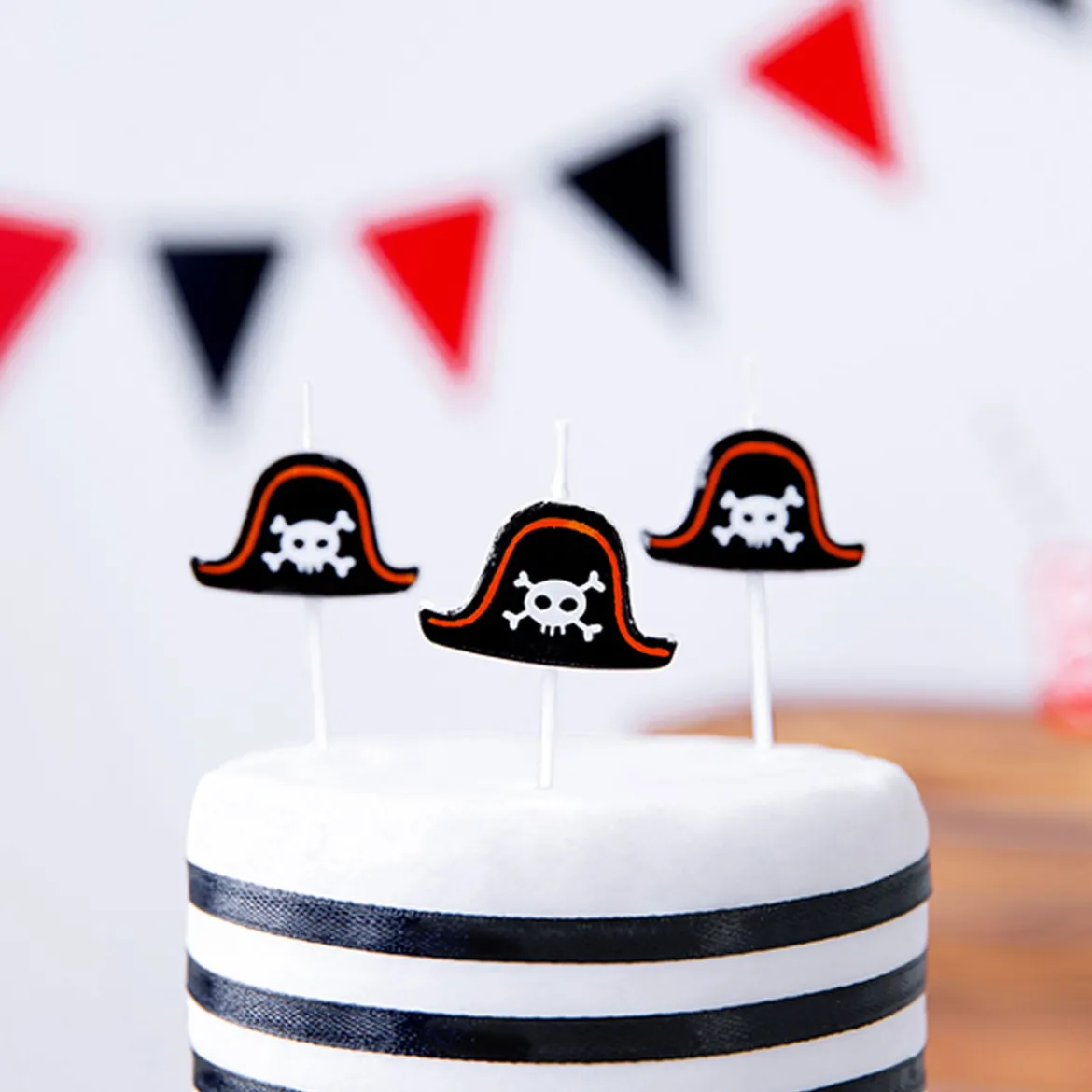 Geburtstagskerzen Set Piratenmütze schwarz 5 Stück 2cm