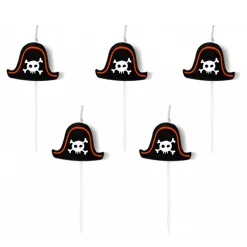 Geburtstagskerzen Set Piratenmütze schwarz 5 Stück 2cm