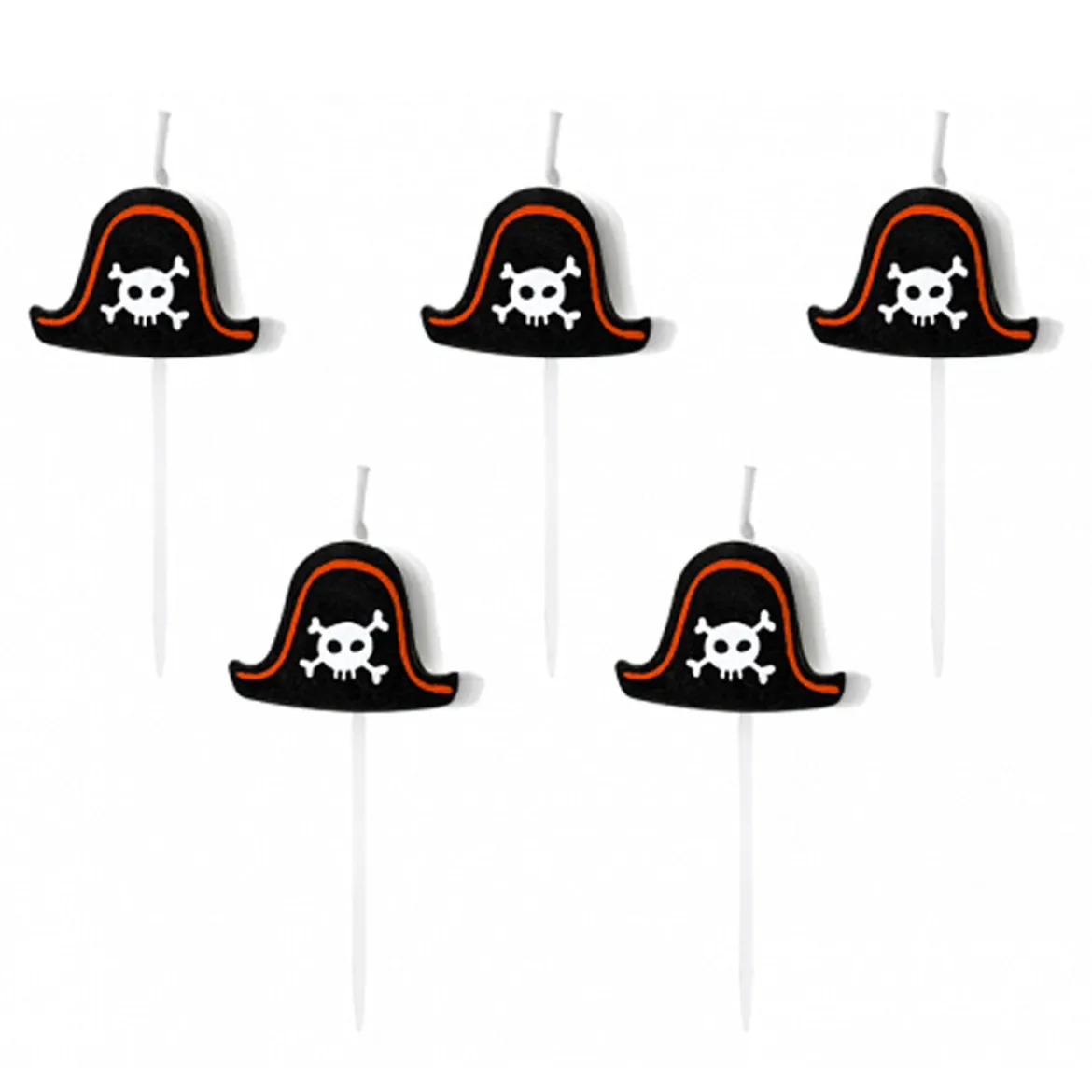 Geburtstagskerzen Set Piratenmütze schwarz 5 Stück 2cm