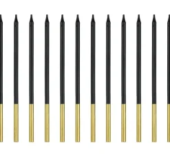 Geburtstagskerzen 12 Stück schwarz-gold 12,5cm