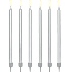 Geburtstagskerzen 12 Stück silber 12,5cm