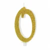 Geburtstagskerze Zahlen 0 bis 9 gold glitzernd 10cm