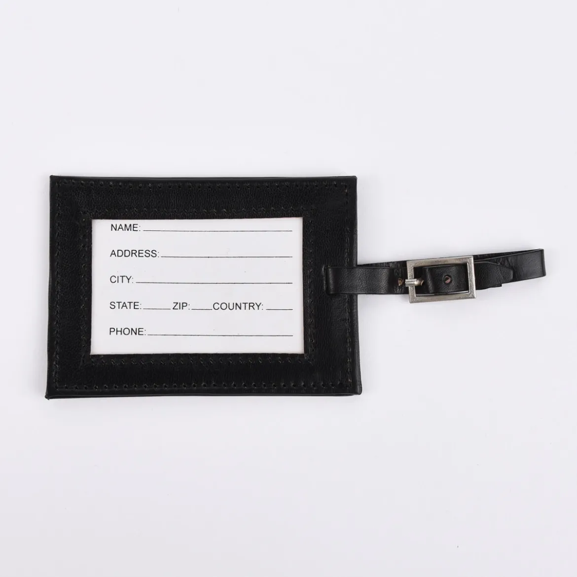 Gepäckanhänger mit Mandalaprägung Leder schwarz 11,5x8cm