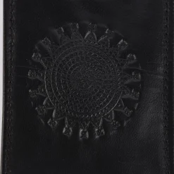 Gepäckanhänger mit Mandalaprägung Leder schwarz 11,5x8cm