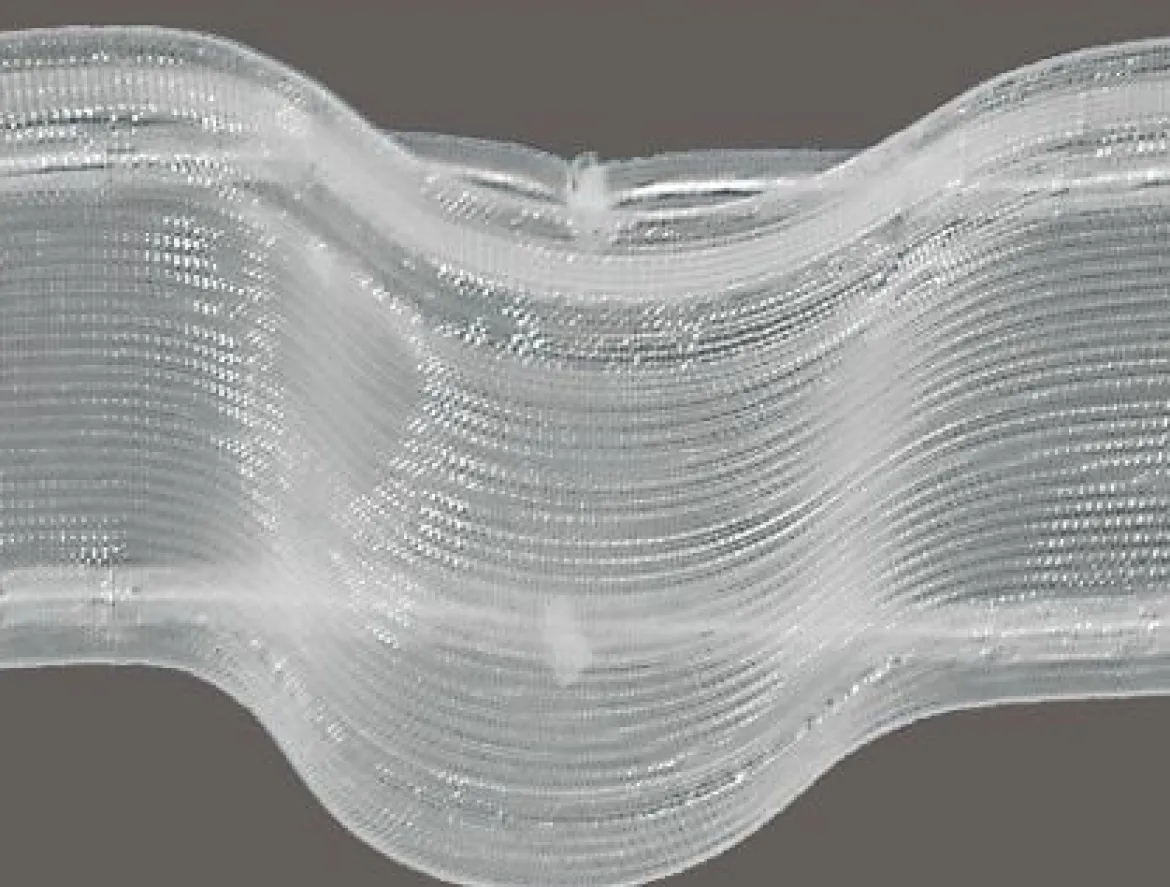 Gerster Gardinenband Wellenband mit Steg Schlaufenband volltransparent mit Zugverhältnis 1:1,5 in 100mm breit