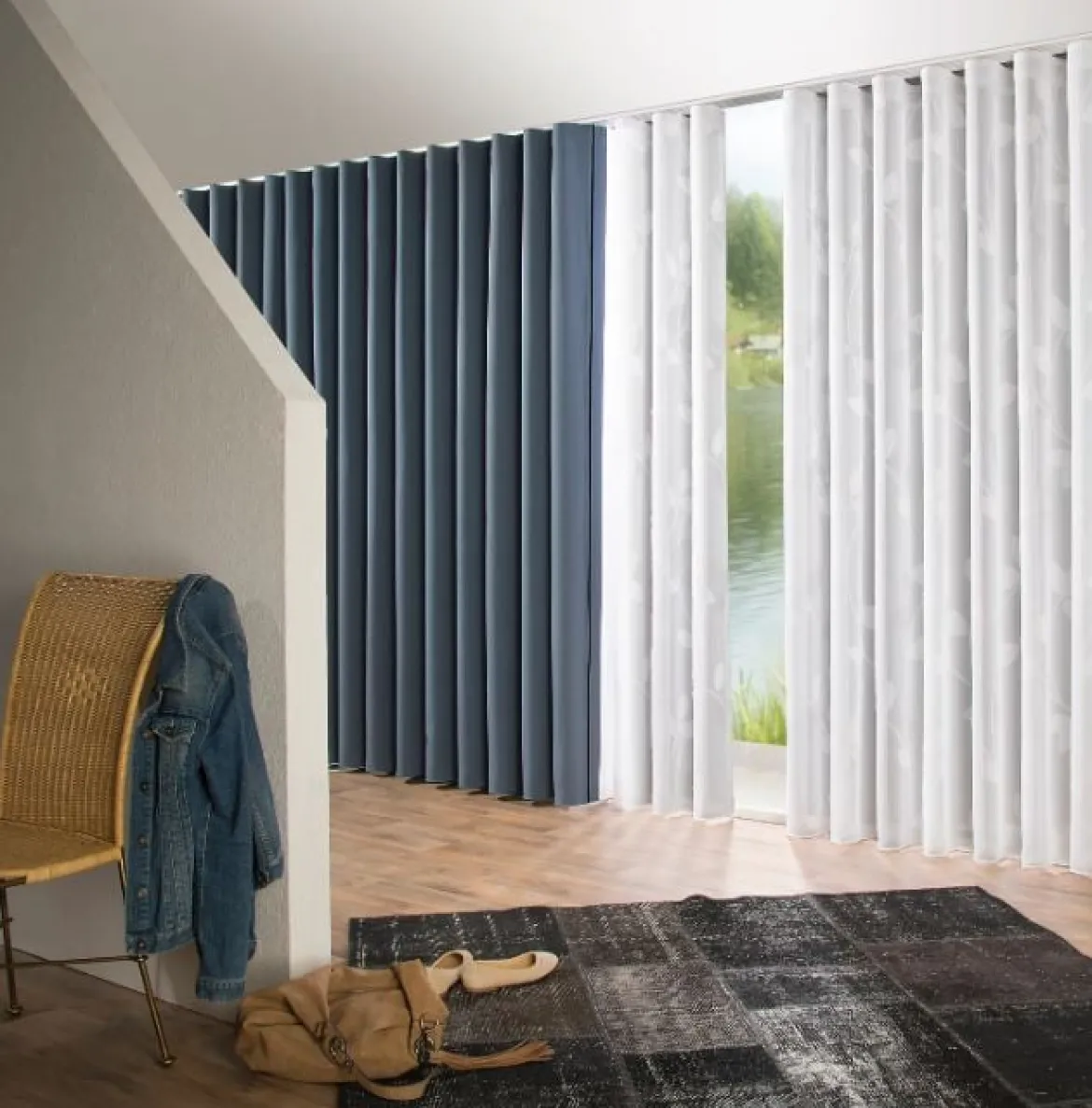 Gerster Newave Gardinenband Wellenband Taschenband volltransparent mit 2 Taschenreihen für 6cm Kette 80mm