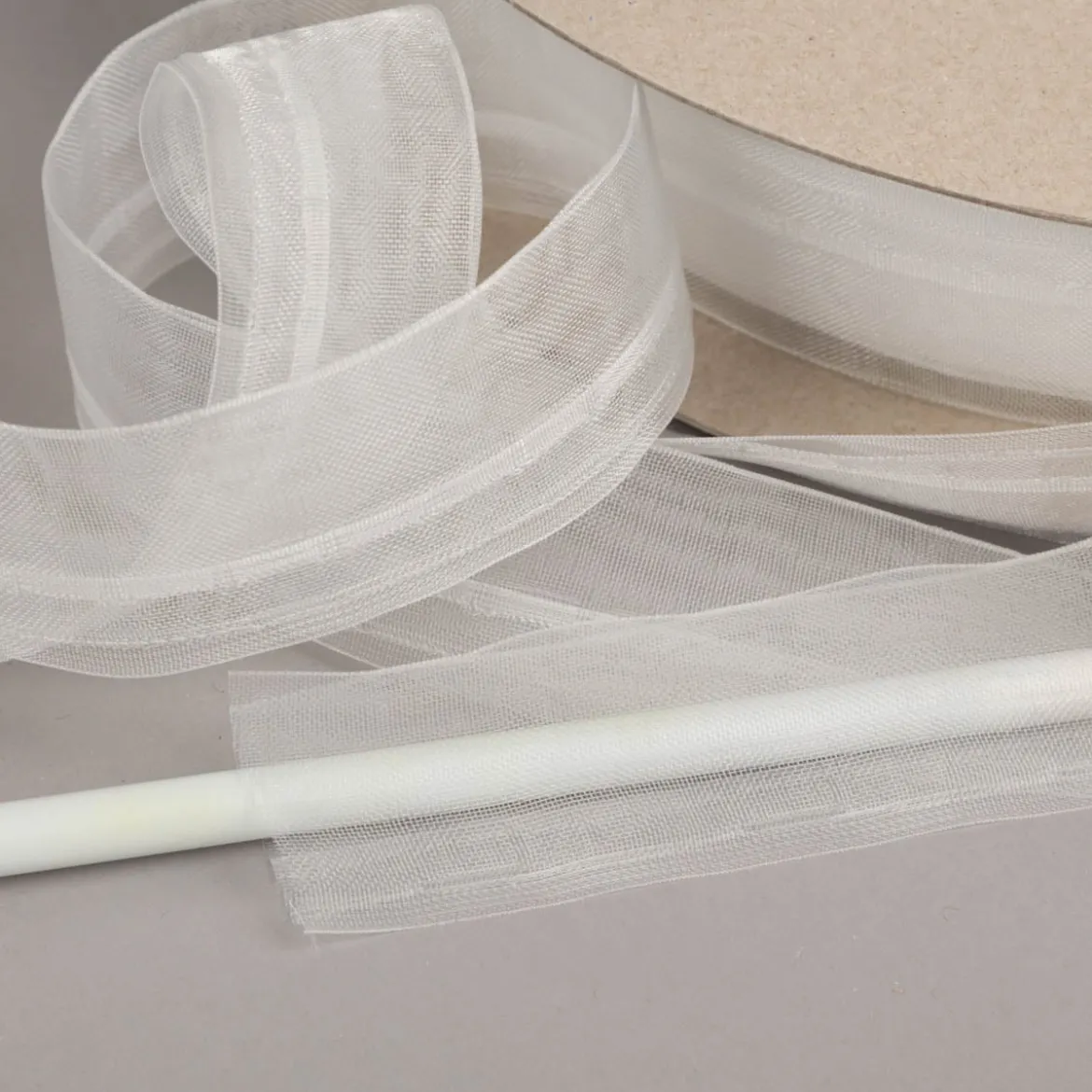 Gerster Stangeneinschubband 42mm transparent für Vitragenstange oder Stabilisierungsstab
