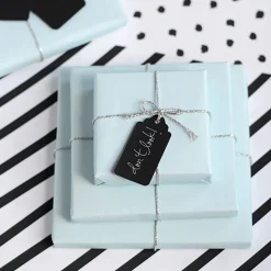 Geschenkanhänger Etikett 3 Stück groß 3 Stück klein schwarz silberfarbig