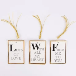 Geschenkanhänger Spruch 12 Stück versch. Motive schwarz weiß goldfarbig 5x8cm