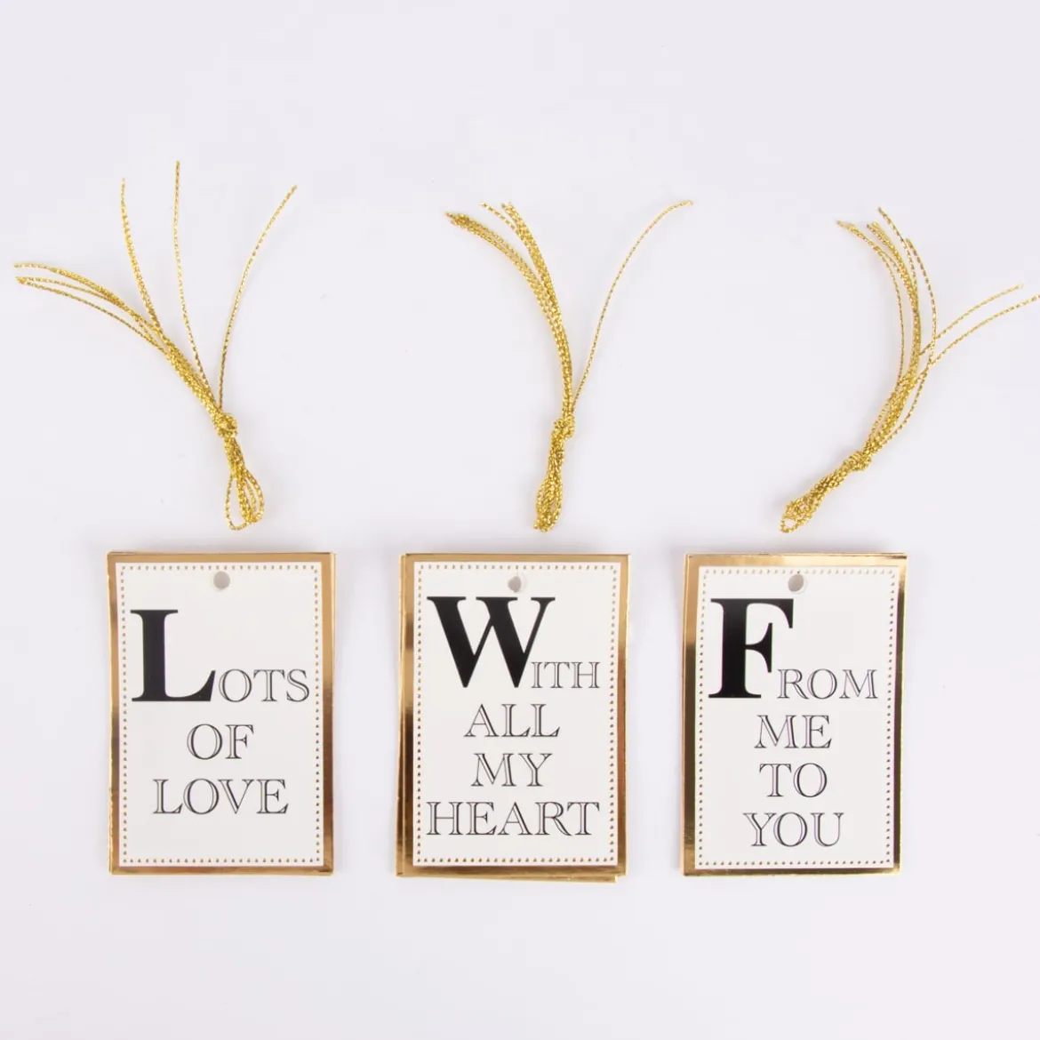 Geschenkanhänger Spruch 12 Stück versch. Motive schwarz weiß goldfarbig 5x8cm