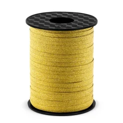 Geschenkband goldfarbig mit Glimmer 5mm breit 225m-Spule
