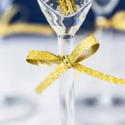Geschenkband goldfarbig mit Glimmer 5mm breit 225m-Spule