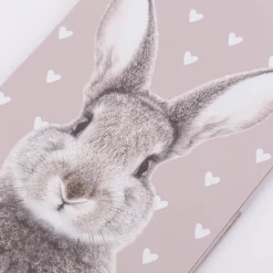 Geschenktasche Hase mit Herzmuster beige weiß 12x10x37cm