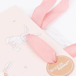Geschenktasche Hasen mit Blumen rosa weiß 17x6x17cm