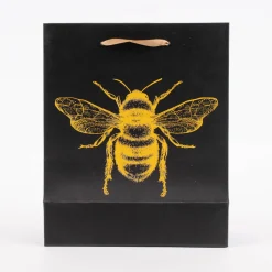Geschenktüte Biene schwarz goldfarbig 19x23x9cm