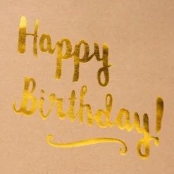Geschenktüte Happy Birthday! Kraftpapier Größe L braun goldfarbig 27x33x14cm