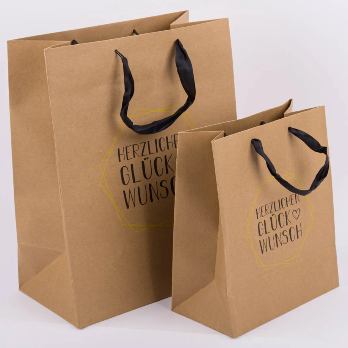 Geschenktüte Kraftpapier Alles Gute oder Herzlichen Glückwunsch braun groß oder klein