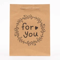 Geschenktüte Kraftpapier mittel mit Schriftzug natur schwarz 18x23x8cm verschiedene Motive