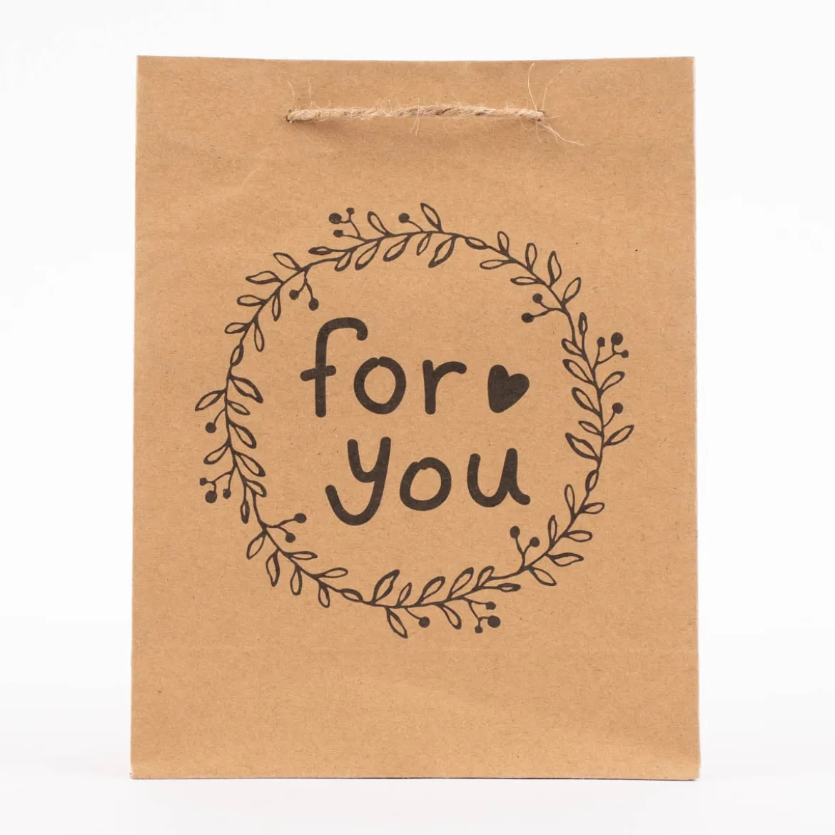 Geschenktüte Kraftpapier mittel mit Schriftzug natur schwarz 18x23x8cm verschiedene Motive